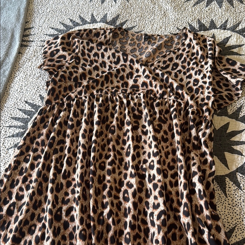 SHEIN Brown Leopard Print Kids Dress